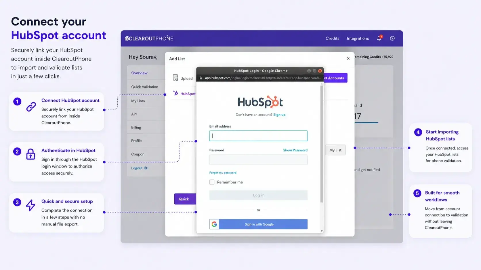 Koppla ihop ditt HubSpot-konto med Clearout